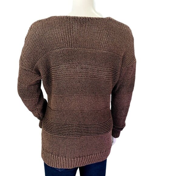 Tommy Bahama Womens Sweetzer V Neck Pullover Loose Knit Sweater Brown Size M - Picture 6 of 11
